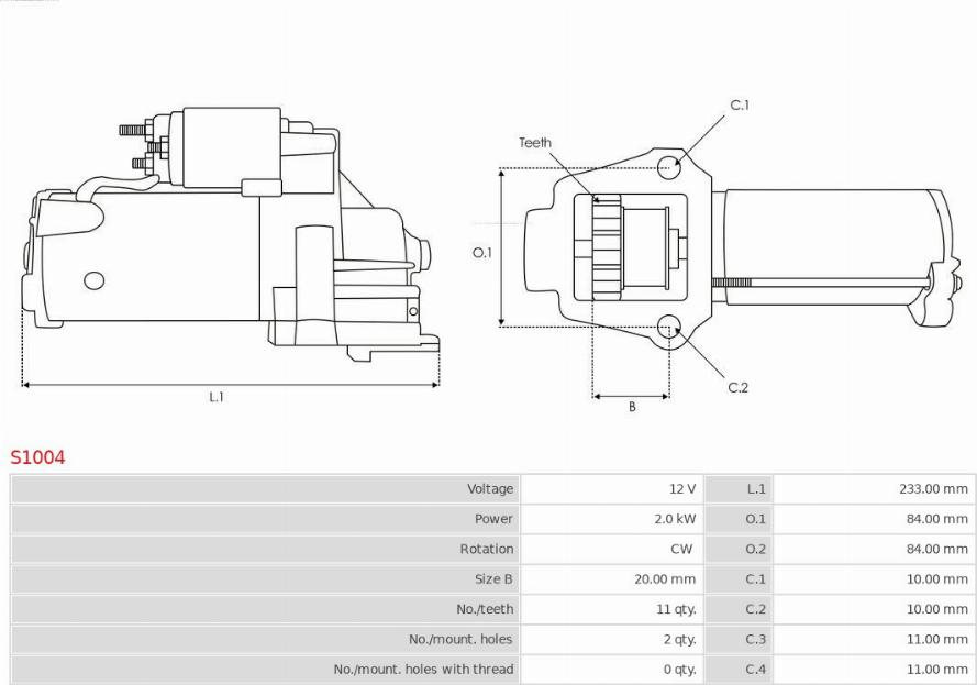 AS-PL S1004 - Starteris www.autospares.lv