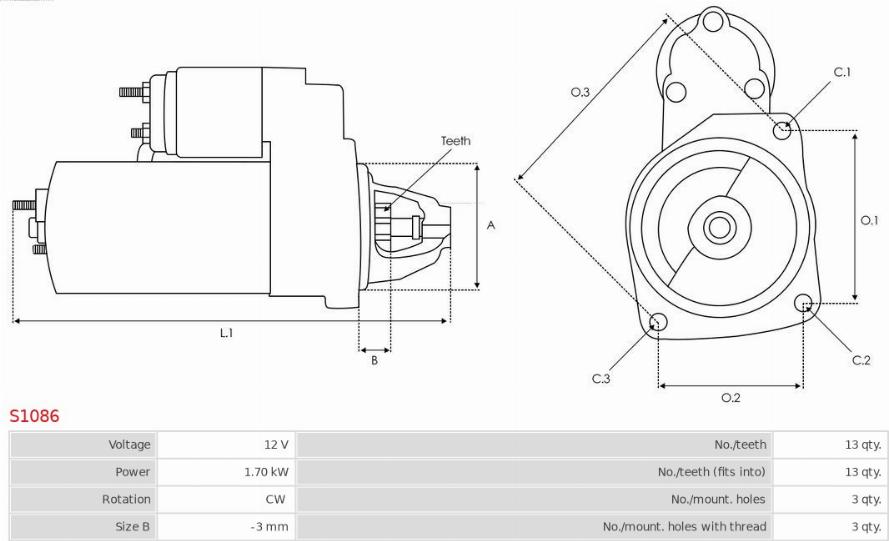 AS-PL S1086 - Starteris www.autospares.lv