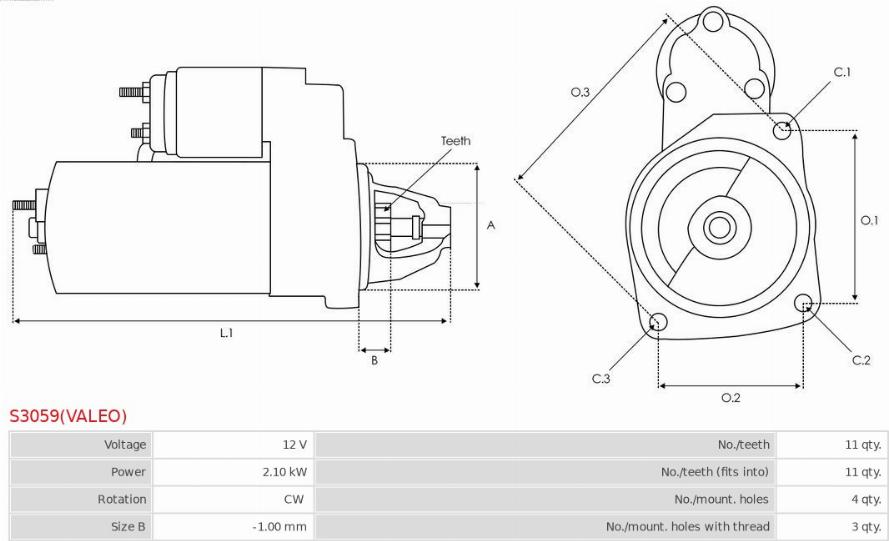 AS-PL S3059(VALEO) - Starteris www.autospares.lv