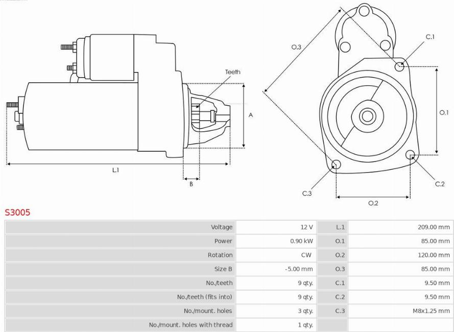 AS-PL S3005 - Starteris www.autospares.lv