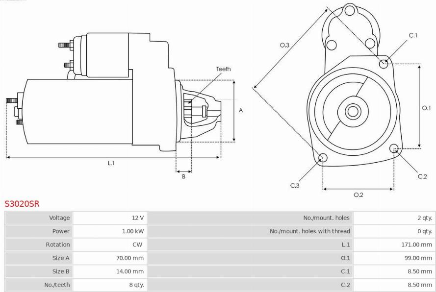 AS-PL S3020SR - Starteris autospares.lv