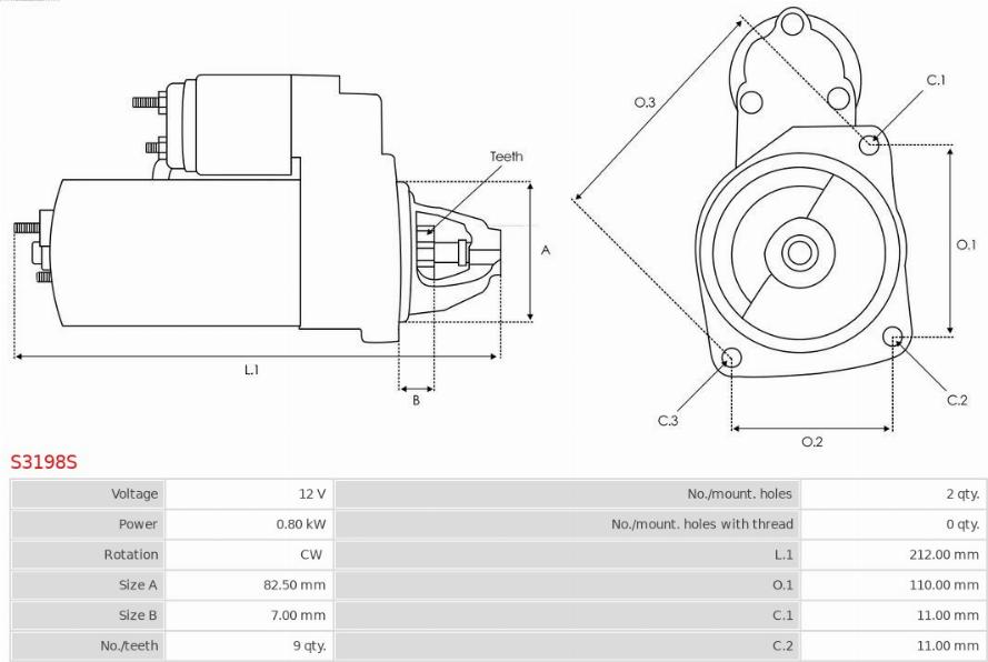 AS-PL S3198S - Starteris www.autospares.lv