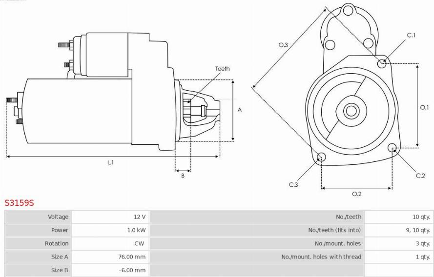 AS-PL S3159S - Стартер www.autospares.lv