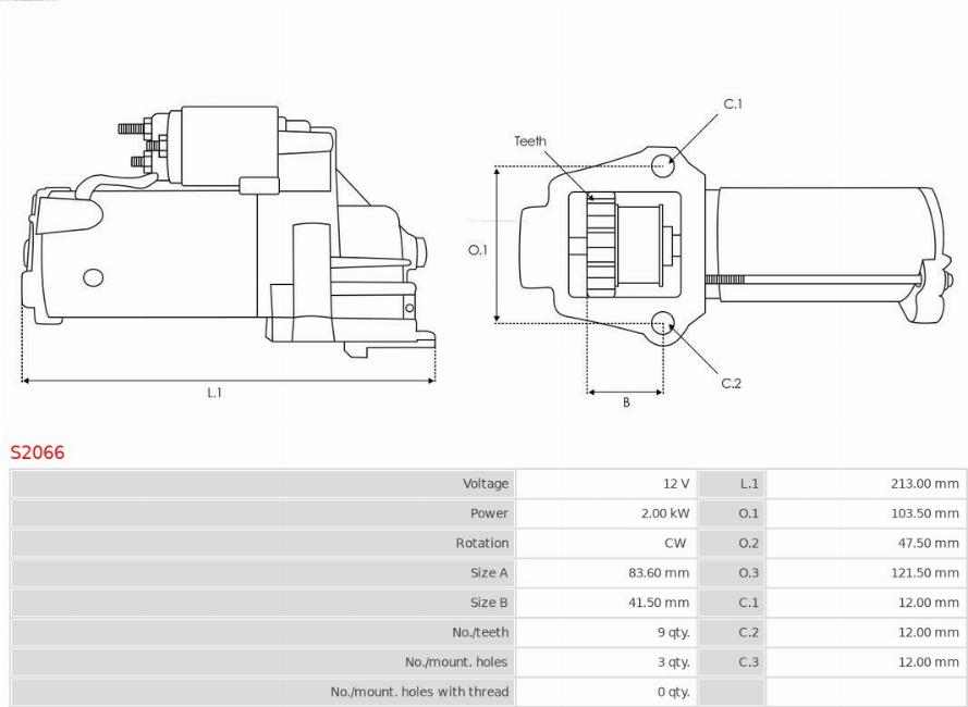 AS-PL S2066 - Starteris www.autospares.lv