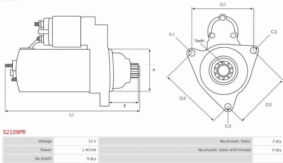 AS-PL S2109PR - Starteris www.autospares.lv