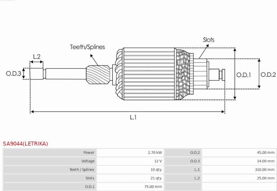 AS-PL SA9044(LETRIKA) - Enkurs, Starteris www.autospares.lv