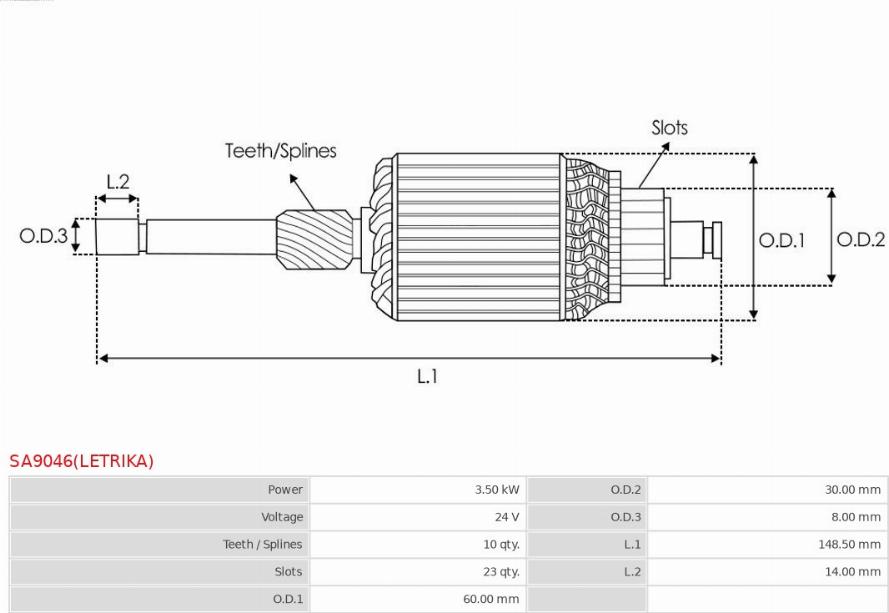 AS-PL SA9046(LETRIKA) - Enkurs, Starteris www.autospares.lv