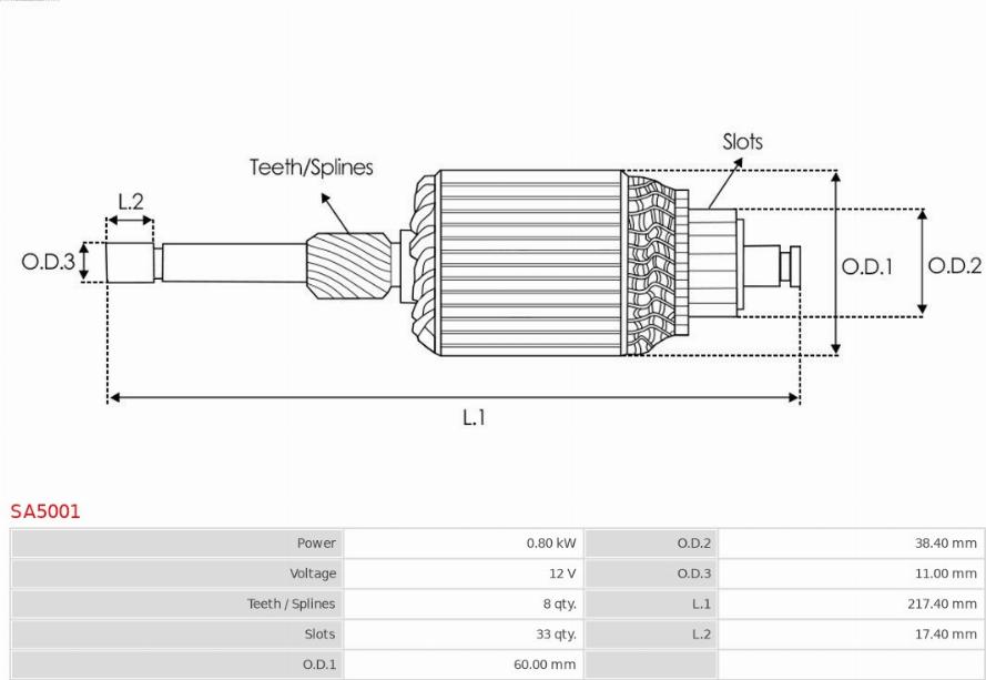 AS-PL SA5001 - Enkurs, Starteris www.autospares.lv