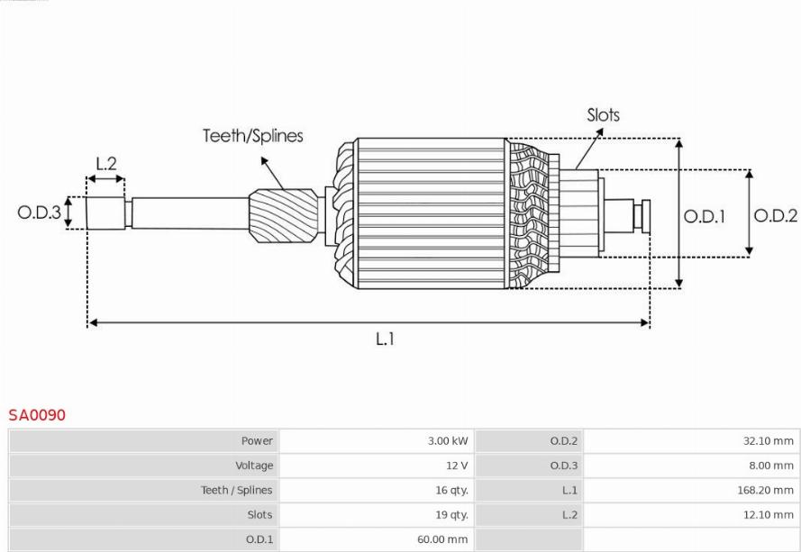 AS-PL SA0090 - Armature, starter www.autospares.lv