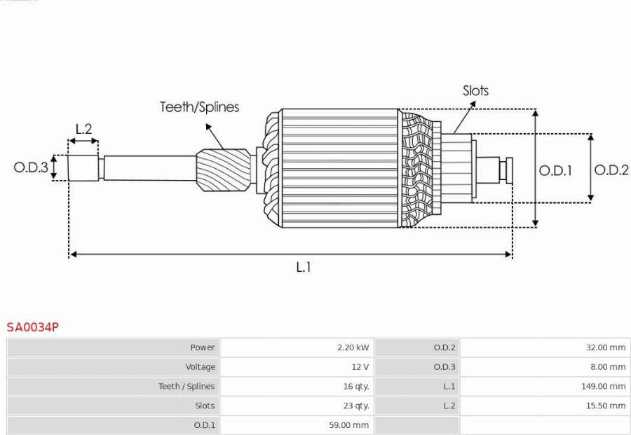 AS-PL SA0034P - Enkurs, Starteris www.autospares.lv