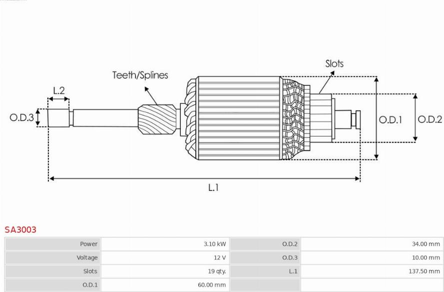 AS-PL SA3003 - Armature, starter www.autospares.lv