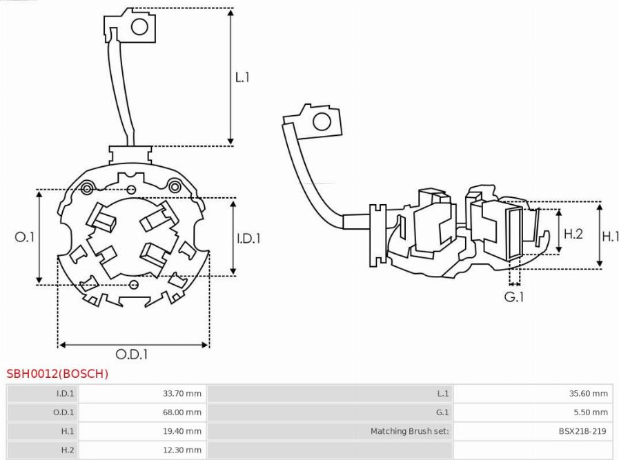 AS-PL SBH0012(BOSCH) - Кронштейн, угольная щетка www.autospares.lv