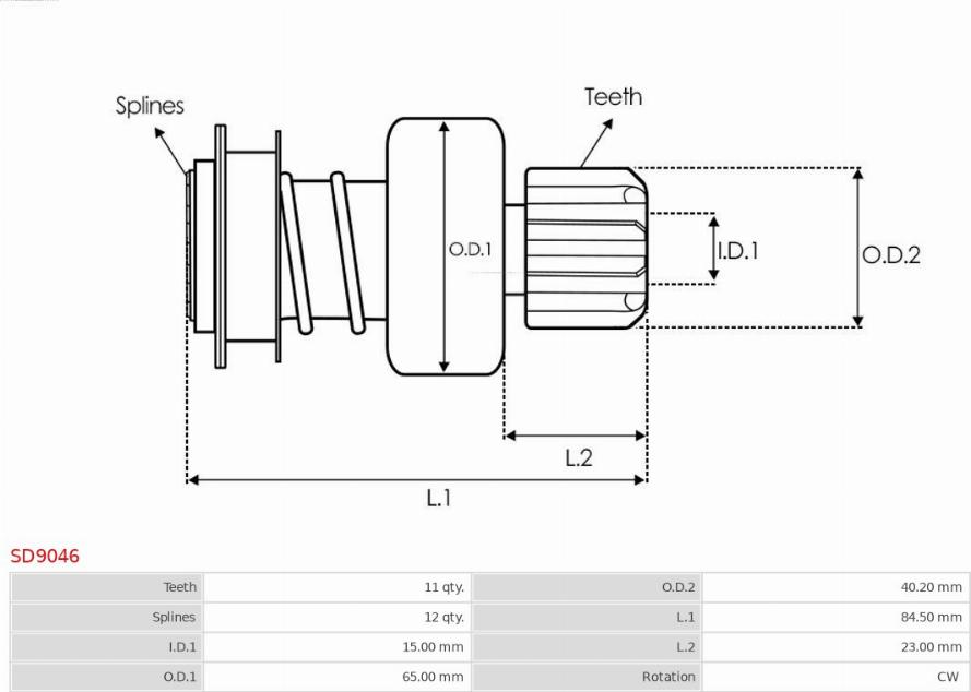 AS-PL SD9046 - Zobrats, Starteris www.autospares.lv