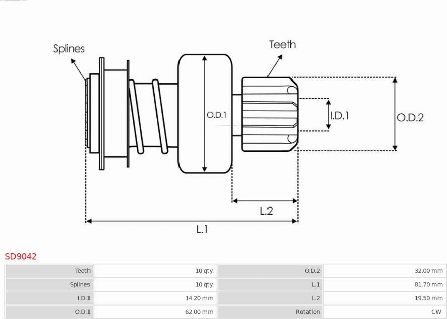 AS-PL SD9042 - Zobrats, Starteris www.autospares.lv