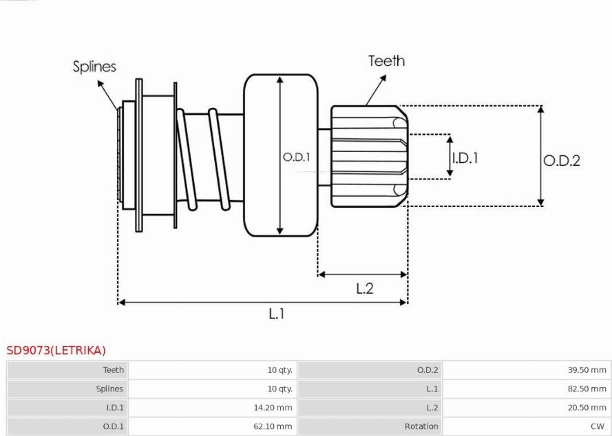 AS-PL SD9073(LETRIKA) - Zobrats, Starteris www.autospares.lv