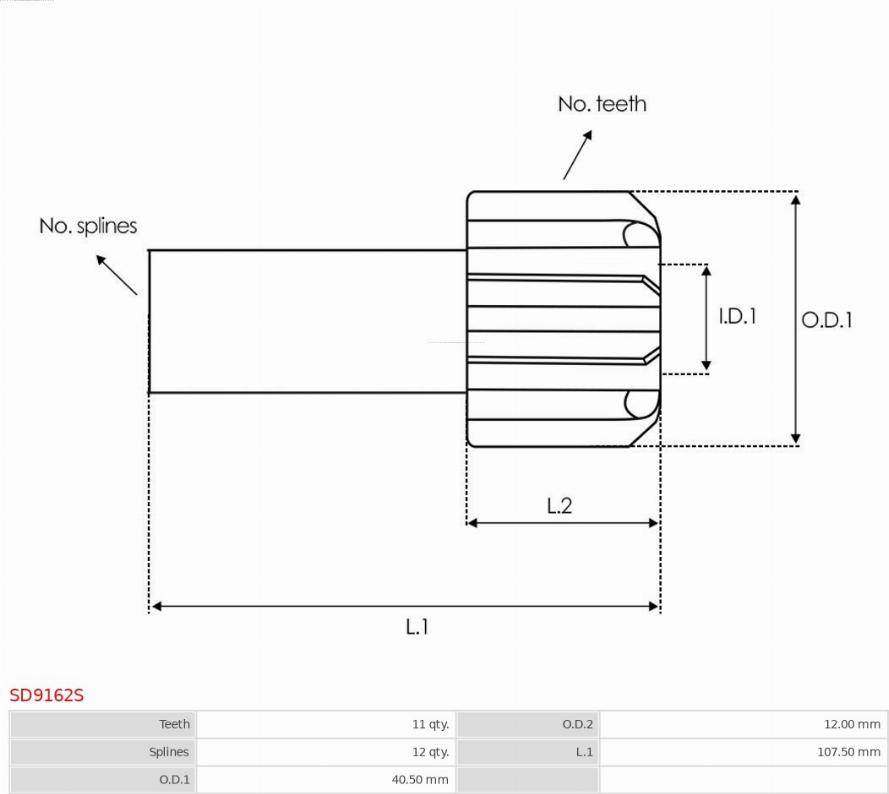 AS-PL SD9162S - Zobrats, Starteris www.autospares.lv