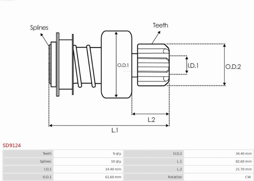 AS-PL SD9124 - Zobrats, Starteris www.autospares.lv