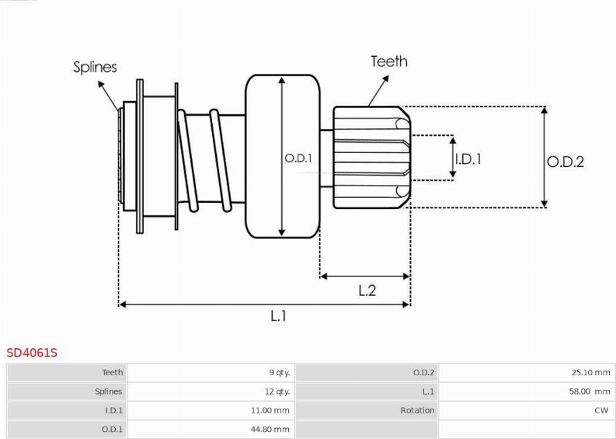 AS-PL SD4061S - Zobrats, Starteris www.autospares.lv