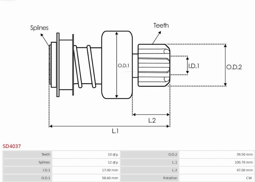 AS-PL SD4037 - Zobrats, Starteris www.autospares.lv