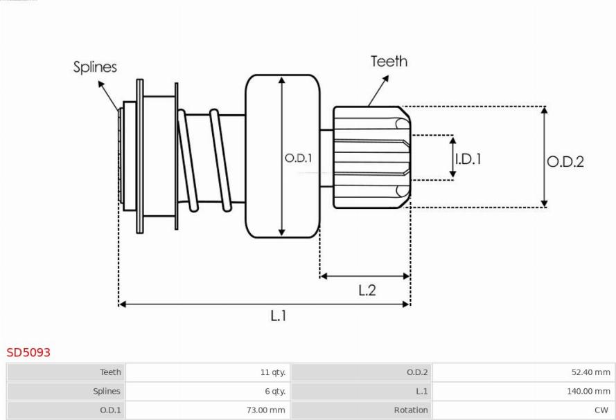 AS-PL SD5093 - Zobrats, Starteris www.autospares.lv