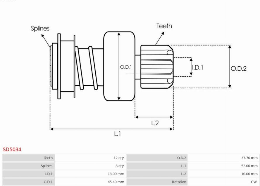 AS-PL SD5034 - Zobrats, Starteris www.autospares.lv