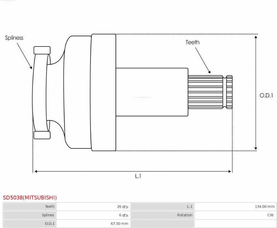 AS-PL SD5038(MITSUBISHI) - Zobrats, Starteris www.autospares.lv