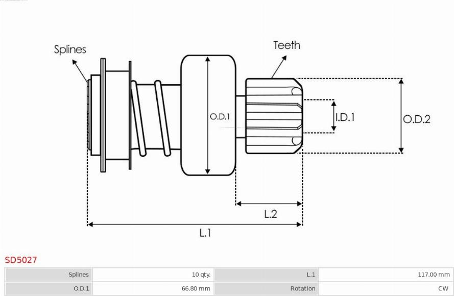 AS-PL SD5027 - Zobrats, Starteris www.autospares.lv