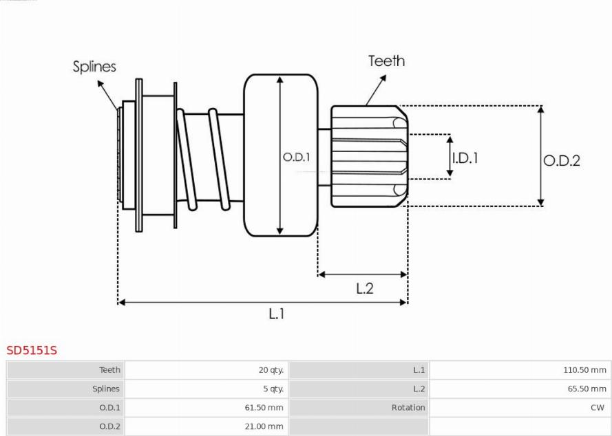 AS-PL SD5151S - Zobrats, Starteris www.autospares.lv