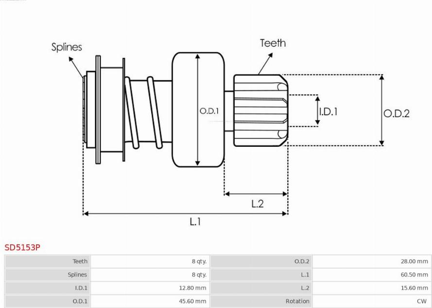 AS-PL SD5153P - Zobrats, Starteris www.autospares.lv