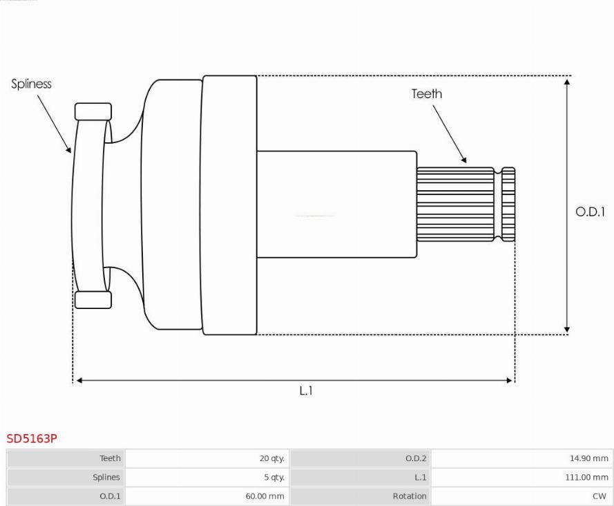 AS-PL SD5163P - Zobrats, Starteris www.autospares.lv