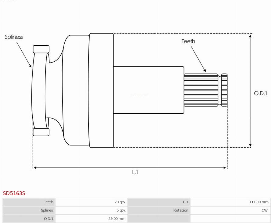 AS-PL SD5163S - Zobrats, Starteris www.autospares.lv