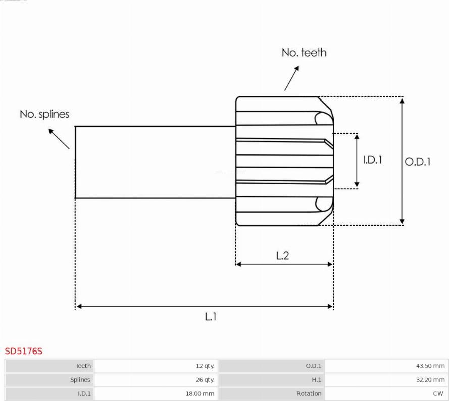 AS-PL SD5176S - Zobrats, Starteris www.autospares.lv