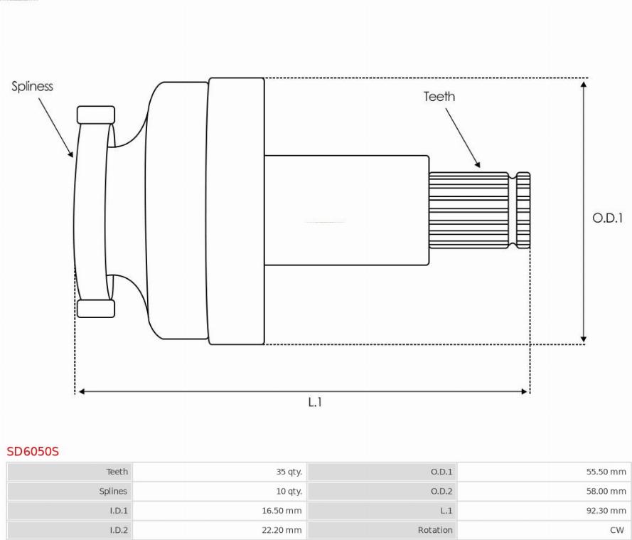 AS-PL SD6050S - Zobrats, Starteris www.autospares.lv