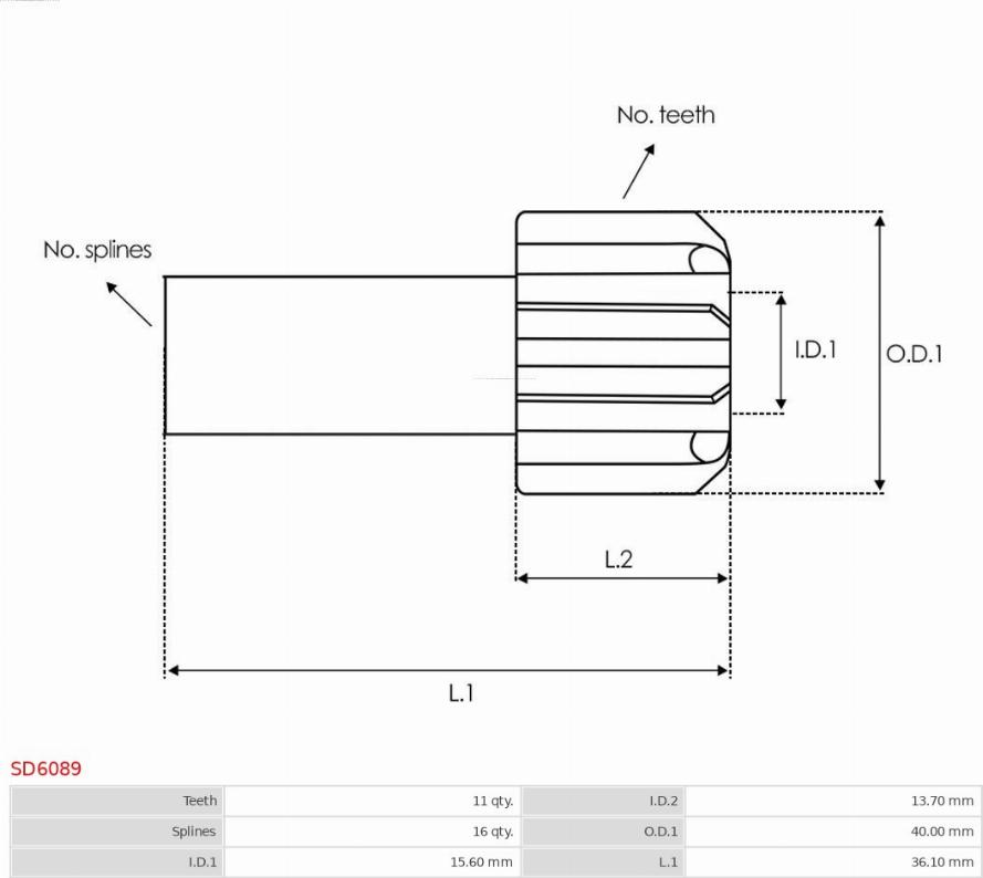 AS-PL SD6089 - Zobrats, Starteris www.autospares.lv