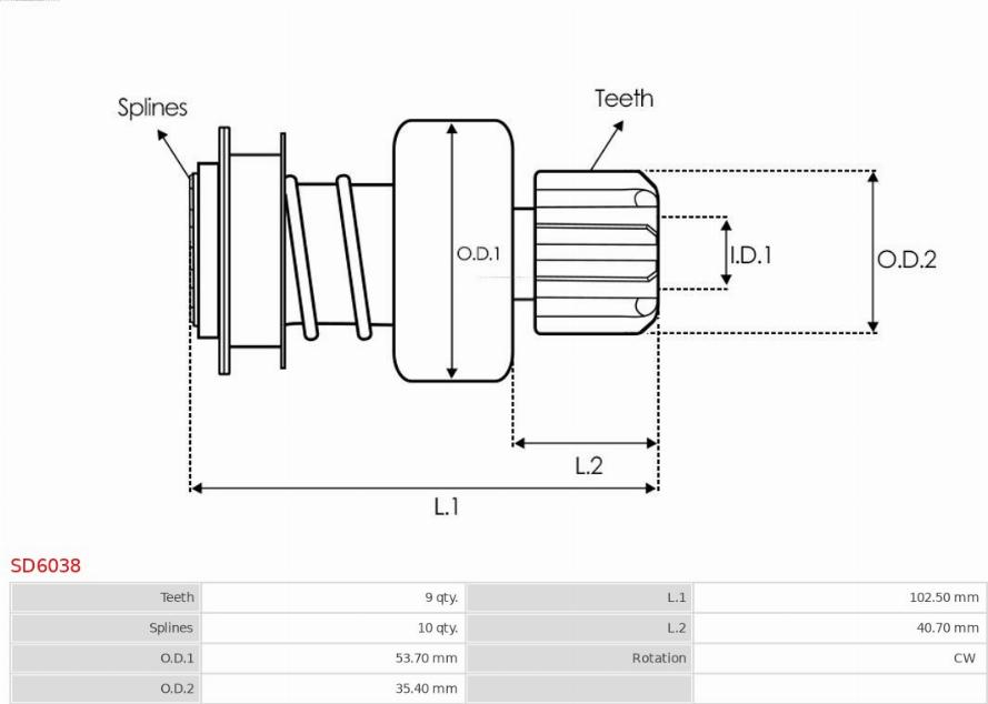 AS-PL SD6038 - Zobrats, Starteris autospares.lv