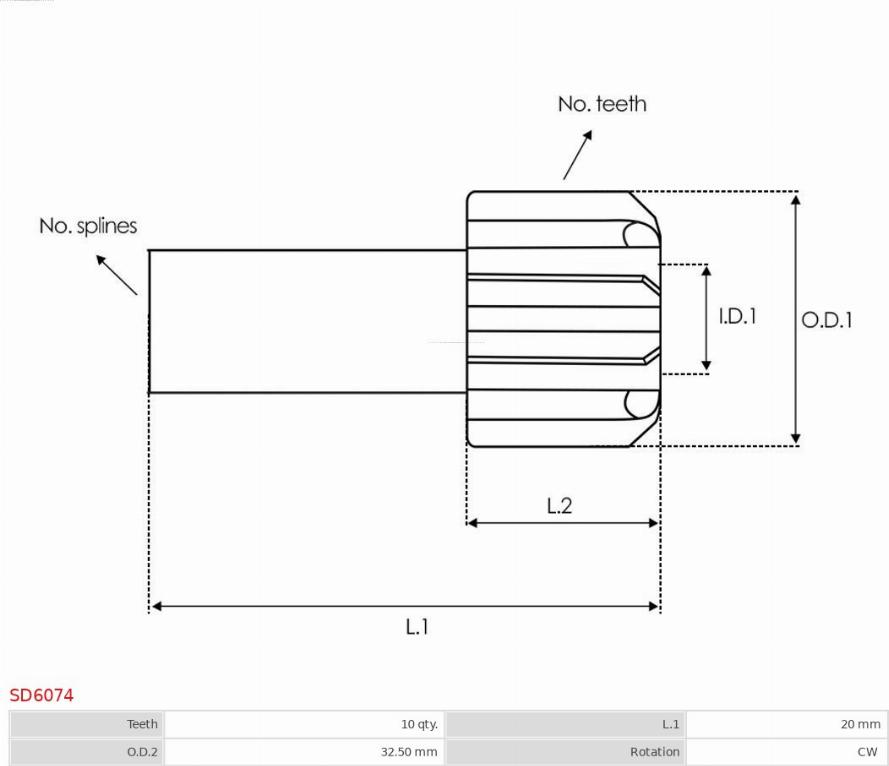 AS-PL SD6074 - Zobrats, Starteris www.autospares.lv