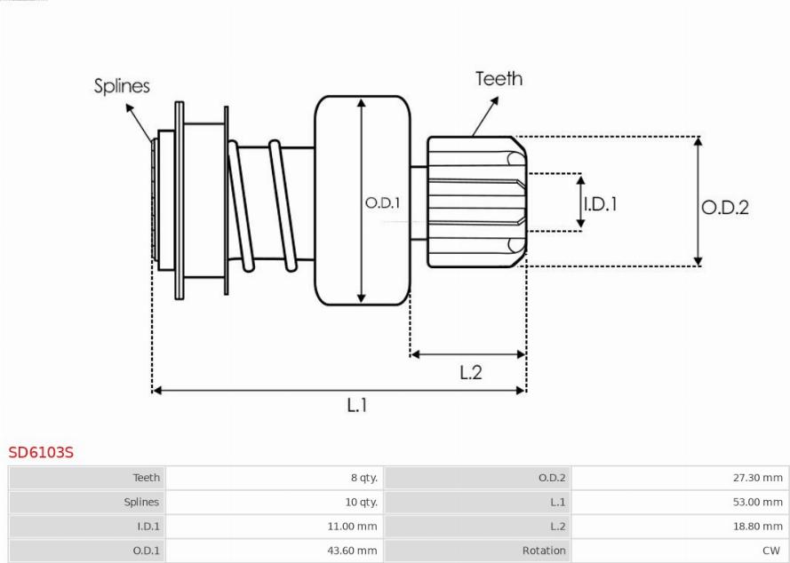 AS-PL SD6103S - Zobrats, Starteris www.autospares.lv