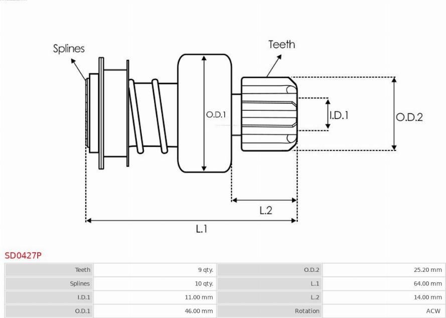 AS-PL SD0427P - Zobrats, Starteris www.autospares.lv