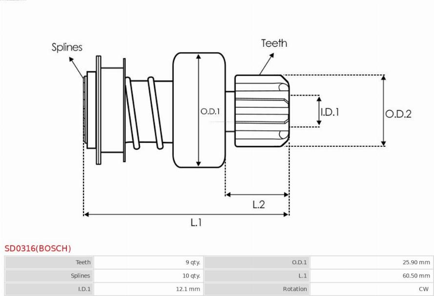 AS-PL SD0316(BOSCH) - Zobrats, Starteris www.autospares.lv