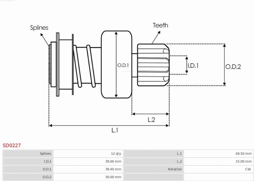 AS-PL SD0227 - Zobrats, Starteris www.autospares.lv