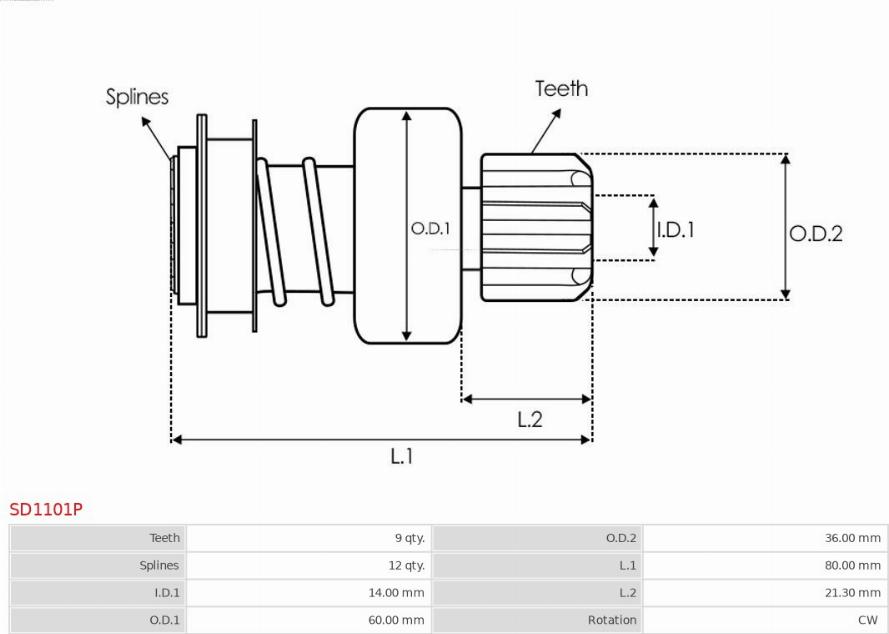 AS-PL SD1101P - Zobrats, Starteris www.autospares.lv