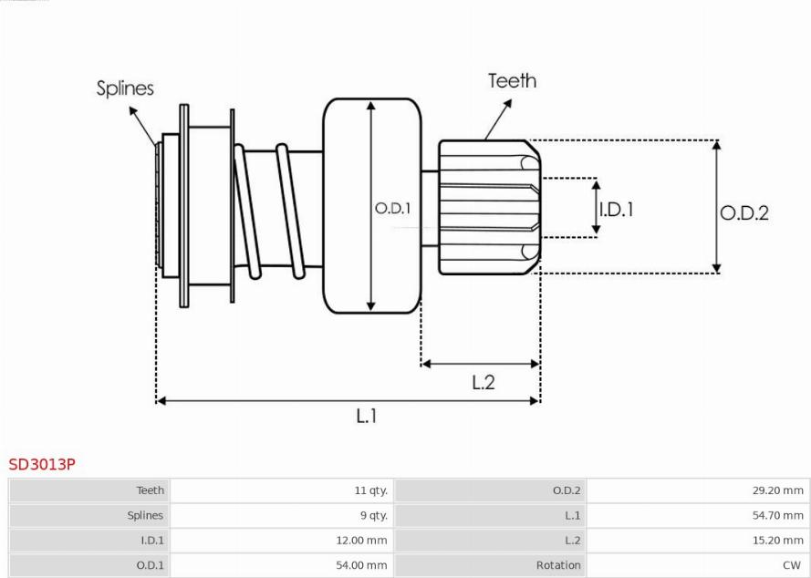 AS-PL SD3013P - Zobrats, Starteris www.autospares.lv