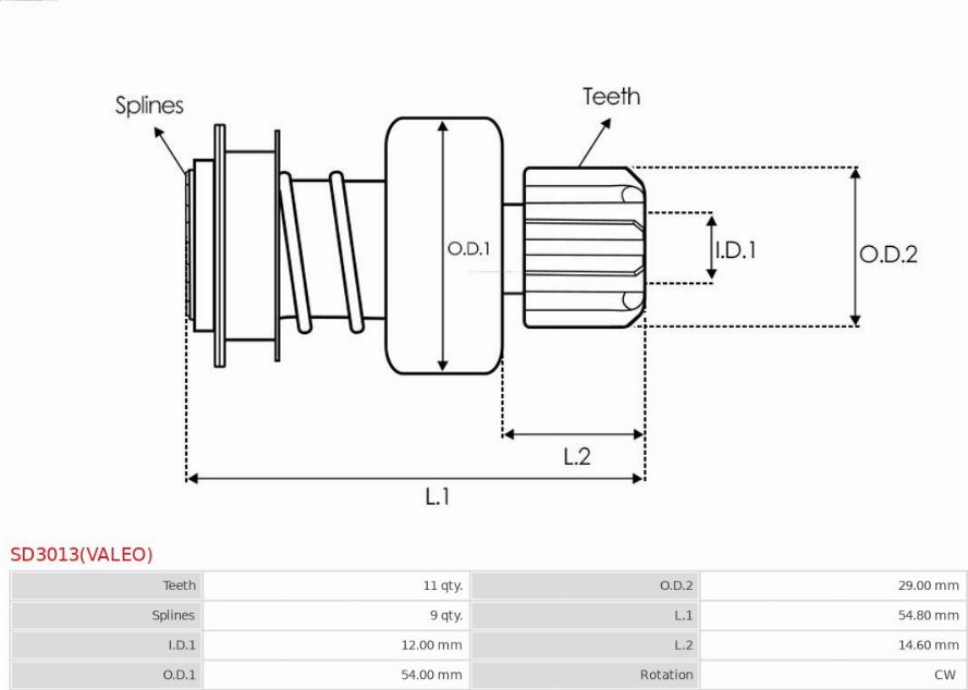 AS-PL SD3013(VALEO) - Zobrats, Starteris www.autospares.lv