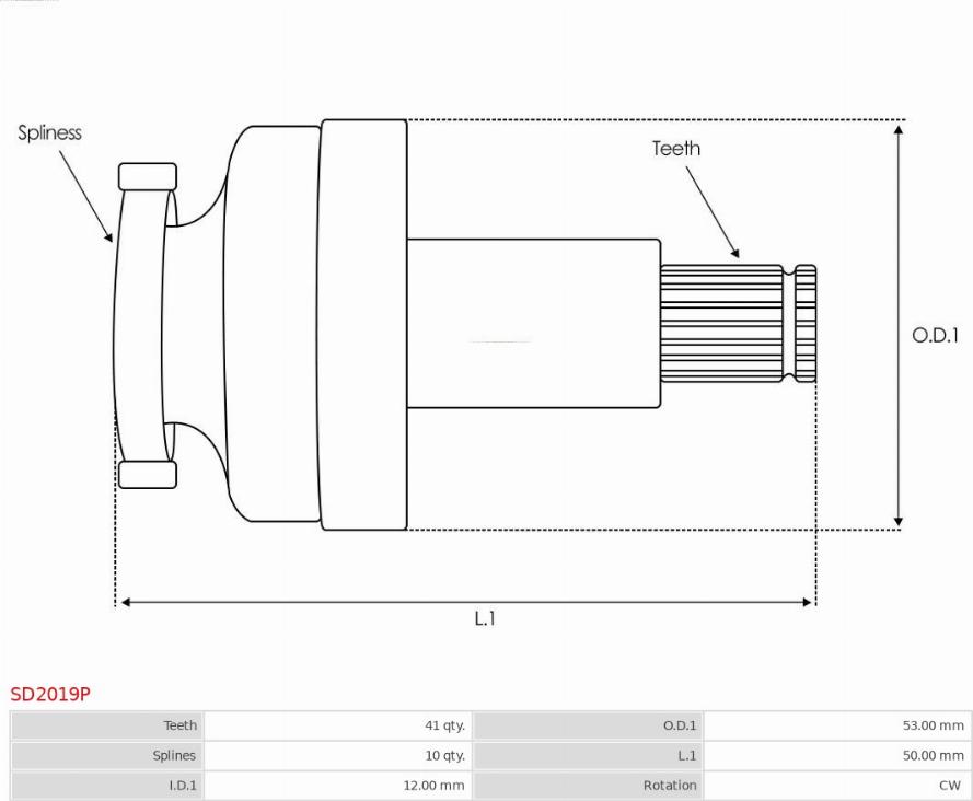 AS-PL SD2019P - Pinion, bendix, starter www.autospares.lv