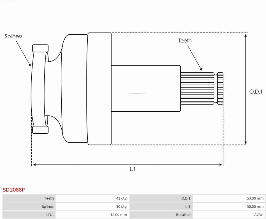 AS-PL SD2088P - Zobrats, Starteris www.autospares.lv