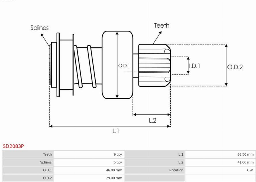 AS-PL SD2083P - Zobrats, Starteris autospares.lv