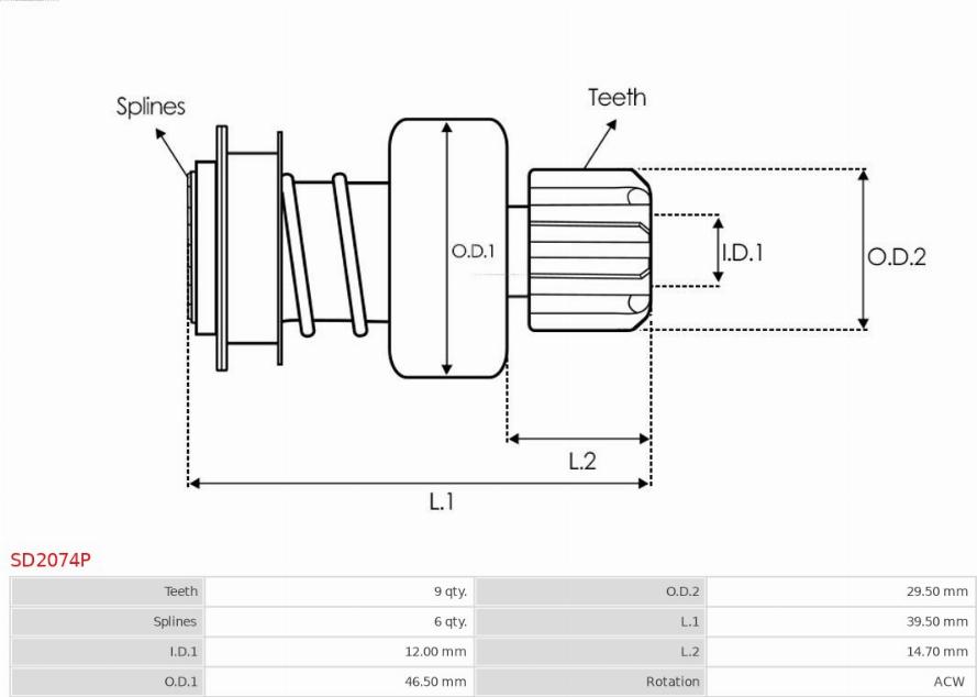 AS-PL SD2074P - Zobrats, Starteris www.autospares.lv