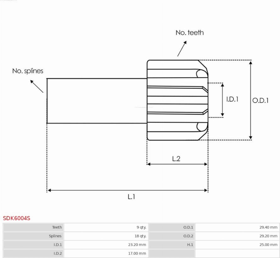 AS-PL SDK6004S - Ведущая шестерня, бендикс, стартер www.autospares.lv