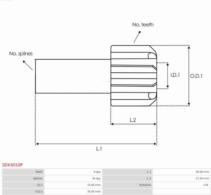 AS-PL SDK6010P - Zobrats, Starteris www.autospares.lv