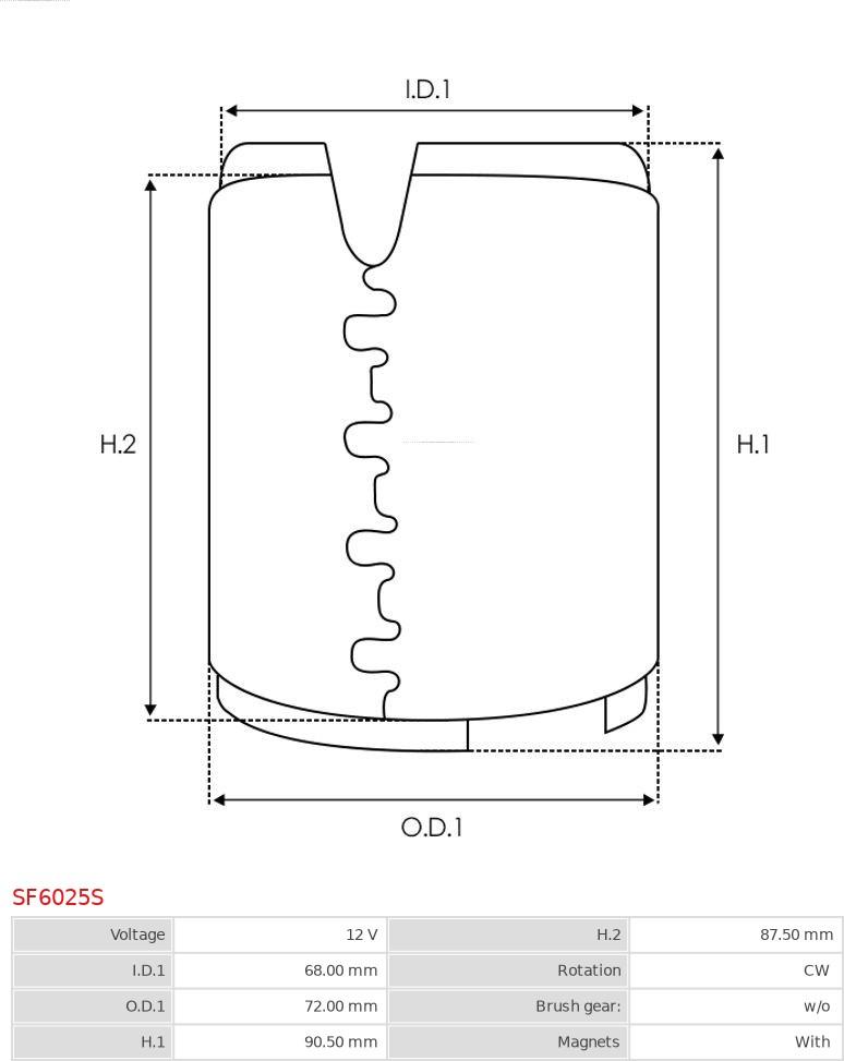 AS-PL SF6025S - Обмотка возбуждения, стартер www.autospares.lv